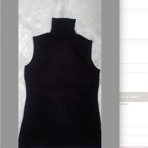 Black Sleeveless Turtleneck Knit Pull-Over Sweater